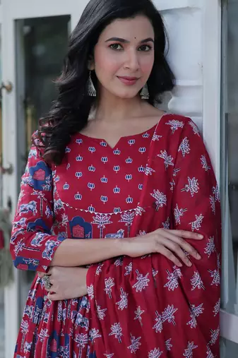 Multi festive wear designer pure cotton   readymade suit