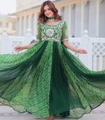 Multi festive wear designer pure georgette bandhej  readymade suit