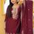 Maroon festive wear designer chinon  readymade suit