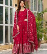 Maroon festive wear designer pure vichitra silk heavy 7mm sequence embroidery work readymade suit