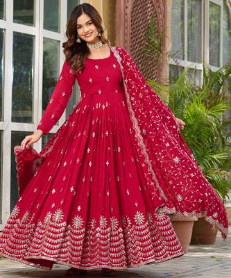 Maroon festive wear designer pure vichitra silk heavy 7mm sequence embroidery work readymade suit 2