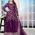 Purple festive wear designer chinon sequence embroidery work readymade suit