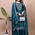 Teal festive wear designer chinon  readymade suit