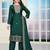 Green festive wear designer chinon coding sequence embroidery work readymade suit
