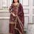 Dark brown festive wear designer chinon  readymade suit