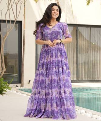 Multi festive wear designer faux georgette  readymade suit 1