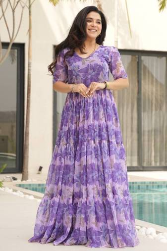 Multi festive wear designer faux georgette  readymade suit