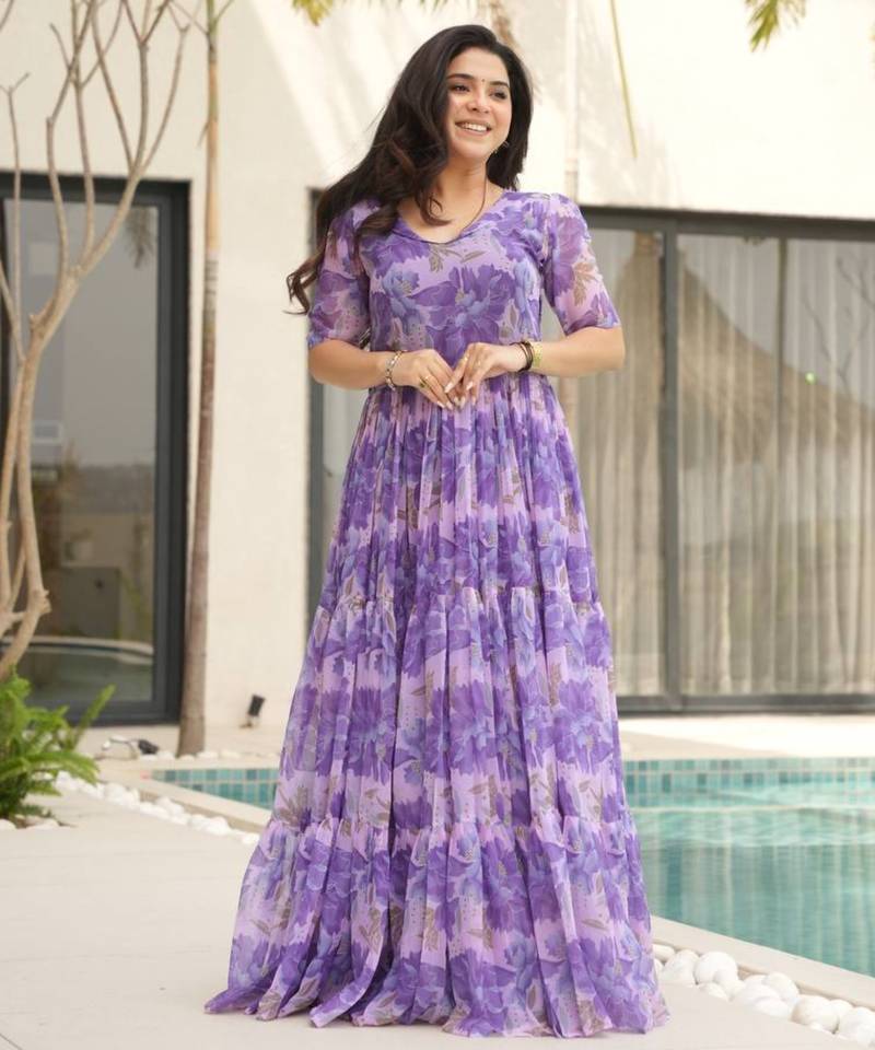 Multi festive wear designer faux georgette  readymade suit