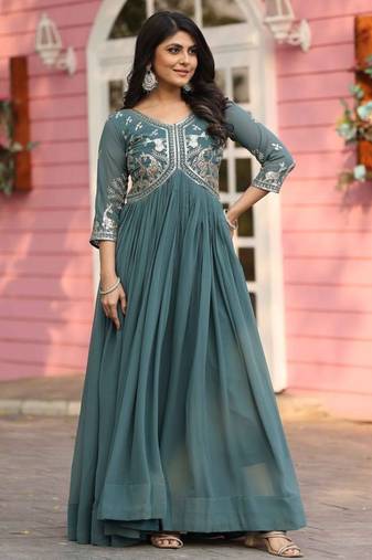 Mint festive wear designer fox georgette  readymade suit