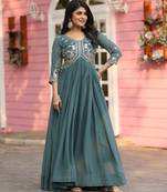 Mint festive wear designer fox georgette  readymade suit