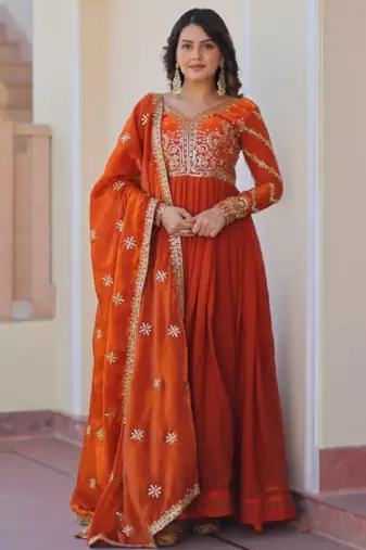 Fenta festive wear designer fendy zari & sequence embroidered work readymade suit