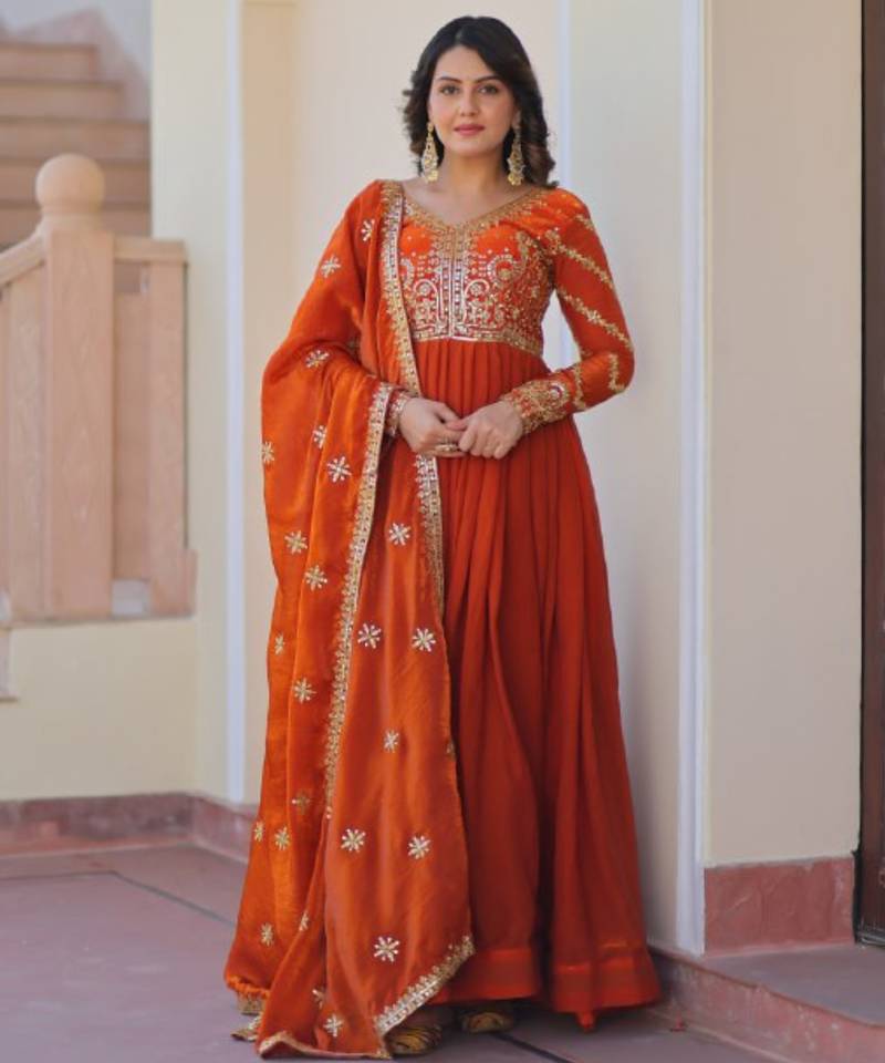 Fenta festive wear designer fendy zari & sequence embroidered work readymade suit