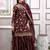 Dark brown festive wear designer chinon  readymade suit