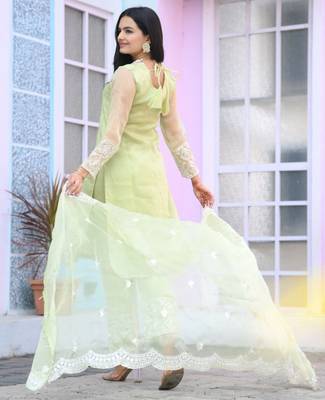 Pista festive wear designer organza heavy embroidery sequence work readymade suit 3