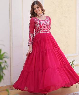 Rani pink festive wear designer faux georgette heavy 3mm sequence work readymade suit 2