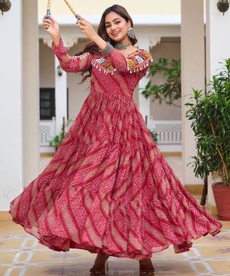 Multi festive wear designer faux georgette gamathi work with real mirror work readymade suit 1