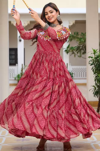 Multi festive wear designer faux georgette gamathi work with real mirror work readymade suit