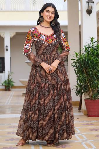 Multi festive wear designer faux georgette gamathi work with real mirror work readymade suit