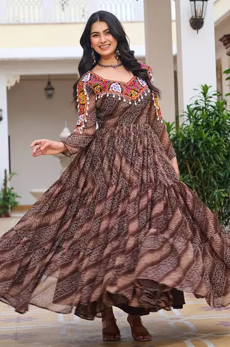 Multi festive wear designer faux georgette gamathi work with real mirror work readymade suit