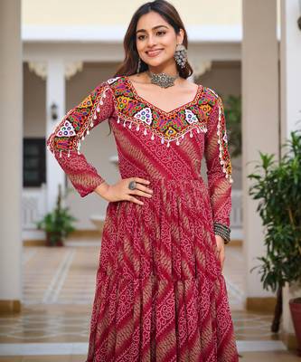 Multi festive wear designer faux georgette gamathi work with real mirror work readymade suit 2