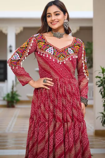 Multi festive wear designer faux georgette gamathi work with real mirror work readymade suit