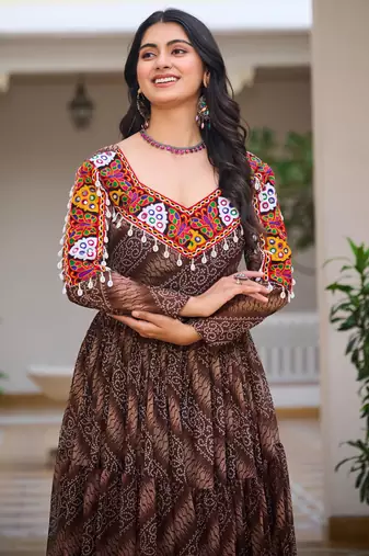 Multi festive wear designer faux georgette gamathi work with real mirror work readymade suit