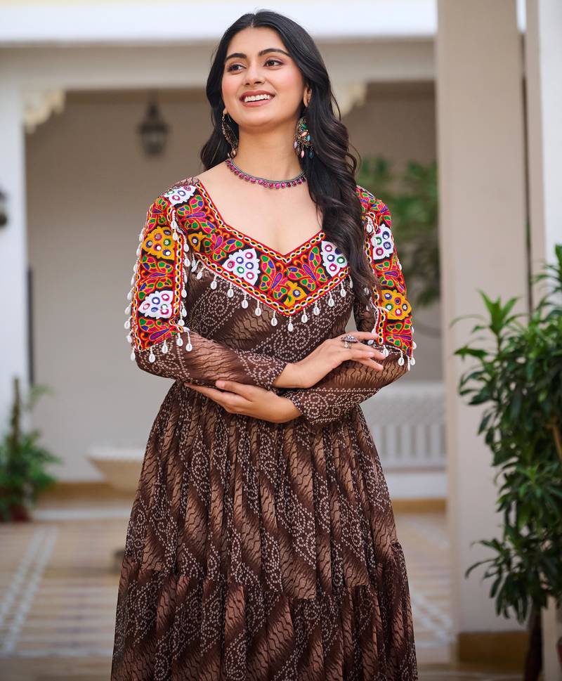 Multi festive wear designer faux georgette gamathi work with real mirror work readymade suit