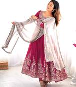 Pink festive wear designer heavy georgette multi thread heavy 5mm embroidery sequence work readymade suit