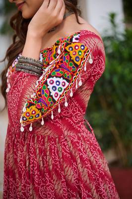 Multi festive wear designer faux georgette gamathi work with real mirror work readymade suit 3