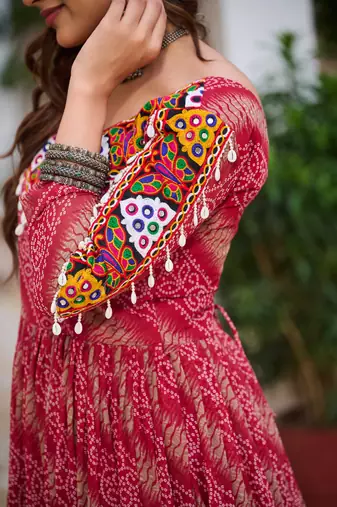 Multi festive wear designer faux georgette gamathi work with real mirror work readymade suit