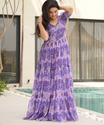 Multi festive wear designer faux georgette  readymade suit 2