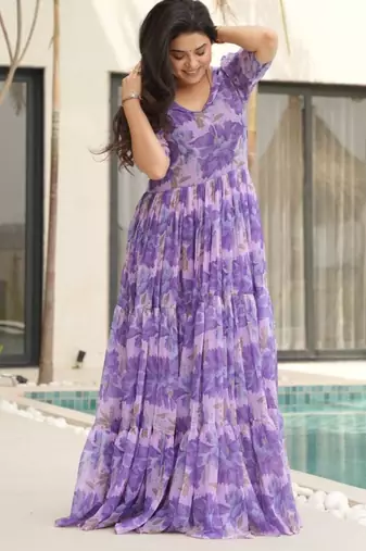 Multi festive wear designer faux georgette  readymade suit