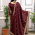 Dark brown festive wear designer chinon  readymade suit