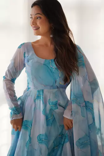 Multi festive wear designer heavy pure soft organza silk  readymade suit