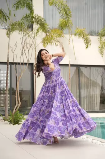 Multi festive wear designer faux georgette  readymade suit