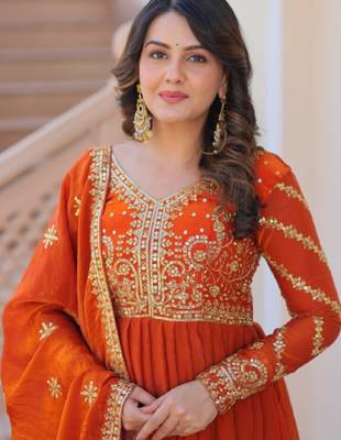 Fenta festive wear designer fendy zari & sequence embroidered work readymade suit 3