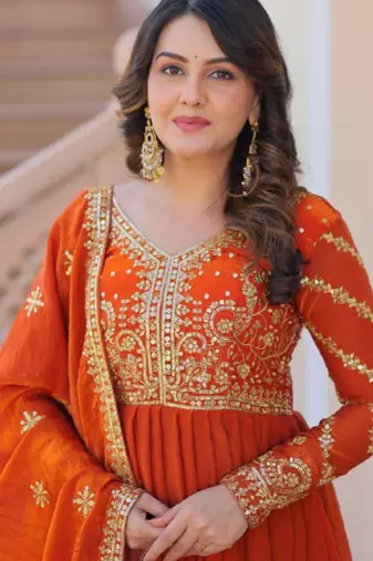 Fenta festive wear designer fendy zari & sequence embroidered work readymade suit