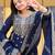 Navy blue festive wear designer chinon  heavy embroidery sequence work readymade suit