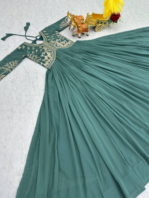 Mint festive wear designer fox georgette  readymade suit 3