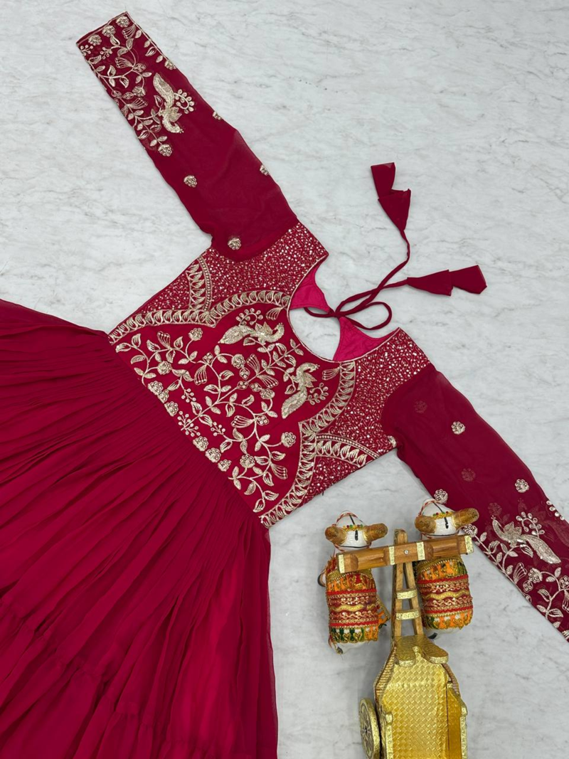 Rani pink festive wear designer faux georgette heavy 3mm sequence work readymade suit