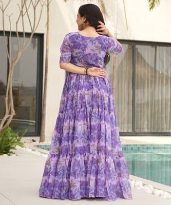 Multi festive wear designer faux georgette  readymade suit 4