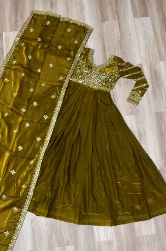 Mehendi green festive wear designer fendy zari & sequence embroidered work readymade suit