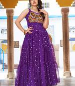 Purple festive wear designer georgette bandhani print with gamathi work with real mirror readymade suit
