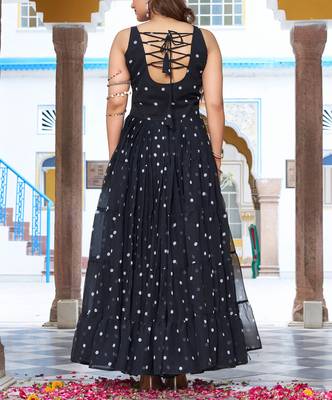 Black festive wear designer georgette bandhani print with gamathi work with real mirror readymade suit 2