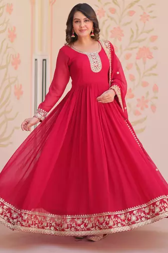 Rani festive wear designer faux blooming georgette zari & sequins embroidered work readymade suit