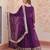 Purple festive wear designer faux blooming georgette zari & sequins embroidered work readymade suit