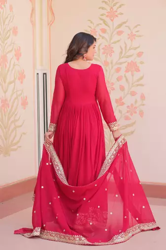 Rani festive wear designer faux blooming georgette zari & sequins embroidered work readymade suit