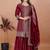 Maroon festive wear designer chinon sequence embroidery work readymade suit