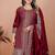 Maroon festive wear designer chinon sequence embroidery work readymade suit