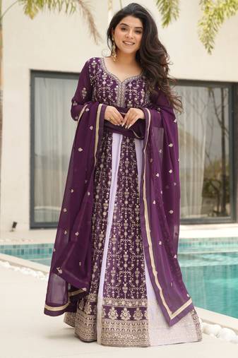 Multi festive wear designer faux blooming georgette zari & sequins embroidered work readymade suit